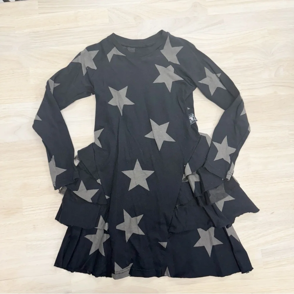 Nununu 3/4 black Star Ruffle dress